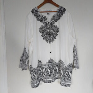 Diane Gilman 100% Silk Vintage Tunic Top Size 3X
